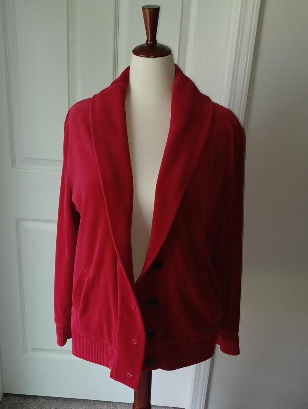 Jones New York Hot Red Very Cozy Shawl Collar Button-Front Blazer Jacket XL